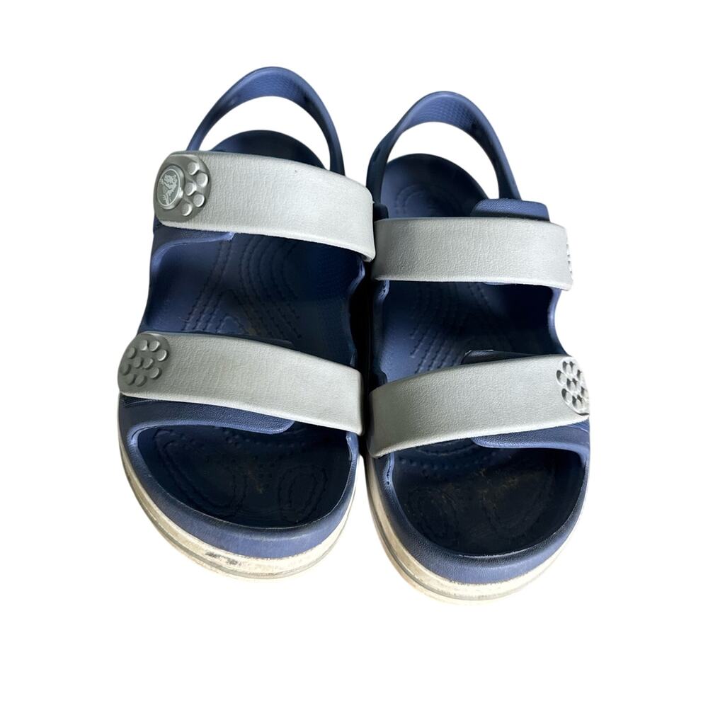 CROCS Cruiser Sandals Navy and Light Gray Kids Dual-Strap Sandals Boys 1